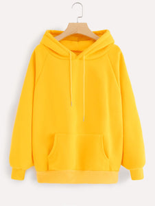 Raglan Sleeve Kangaroo Pocket Hoodie -  Lovely Dealz 
