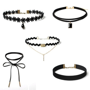 Popular 5 Pieces Choker Necklace Set Stretch -  Lovely Dealz 