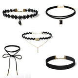 Popular 5 Pieces Choker Necklace Set Stretch -  Lovely Dealz 