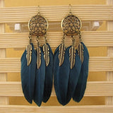 Stylish Bohemia Earrings Feather Long Design Dream -  Lovely Dealz 