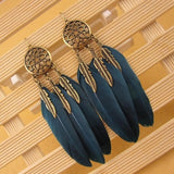 Stylish Bohemia Earrings Feather Long Design Dream -  Lovely Dealz 