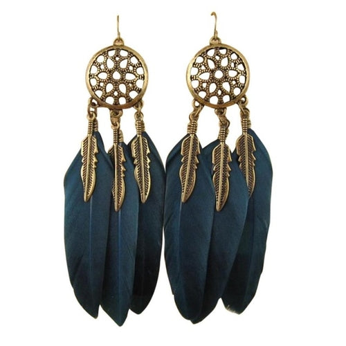 Stylish Bohemia Earrings Feather Long Design Dream -  Lovely Dealz 