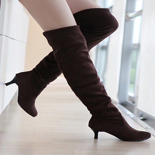 Women Block Middle Heels Thigh High Boots 2018 New -  Lovely Dealz 