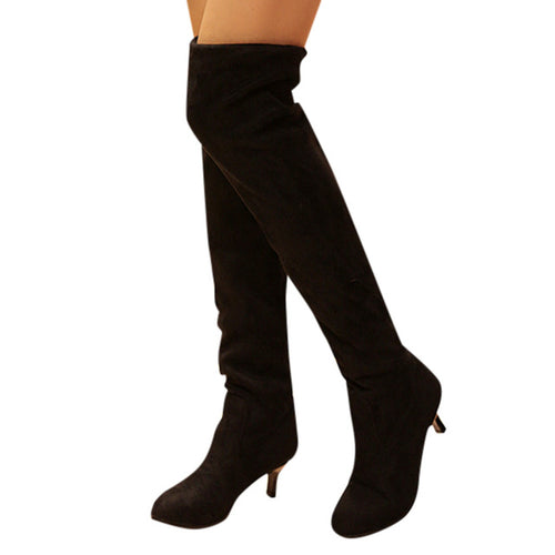 Women Block Middle Heels Thigh High Boots 2018 New -  Lovely Dealz 