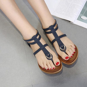 Women Sandals Summer PU Leather Buckle Simple -  Lovely Dealz 