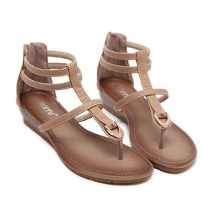 Women Sandals Summer PU Leather Buckle Simple -  Lovely Dealz 