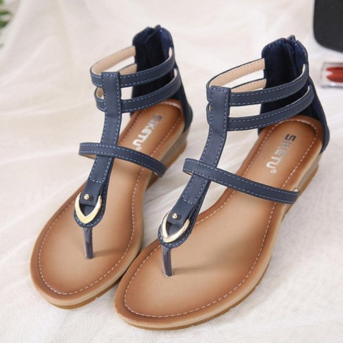 Women Sandals Summer PU Leather Buckle Simple -  Lovely Dealz 