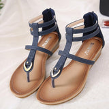 Women Sandals Summer PU Leather Buckle Simple -  Lovely Dealz 