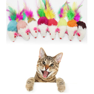 pet toy Furry Mouse Cat Kitten Real Fur Gravel -  Lovely Dealz 