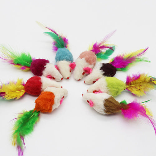 pet toy Furry Mouse Cat Kitten Real Fur Gravel -  Lovely Dealz 